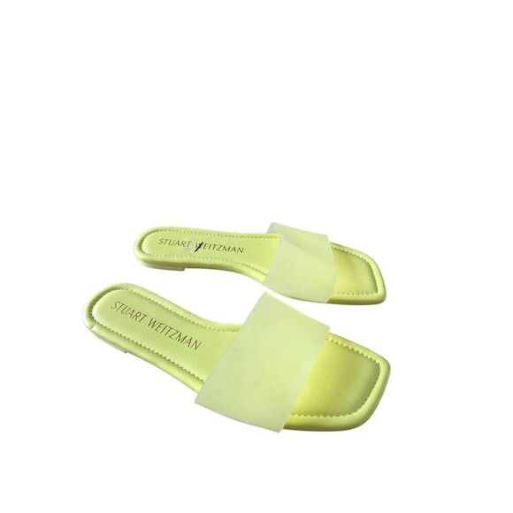 Stuart Weitzman Sandals  Eletric Lime Size 9.5 Summer Flats Clear Strap - Picture 3 of 7